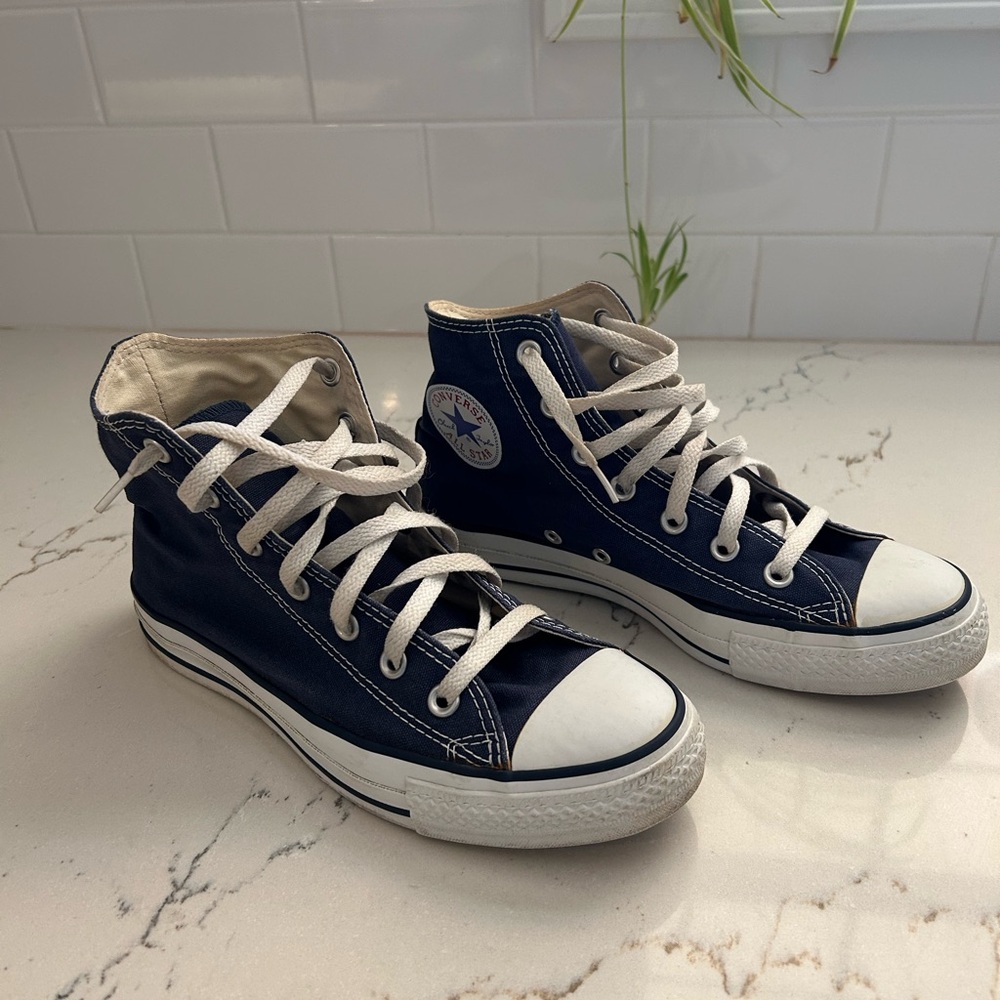 Converse Dark Blue High-Tops with White Accents